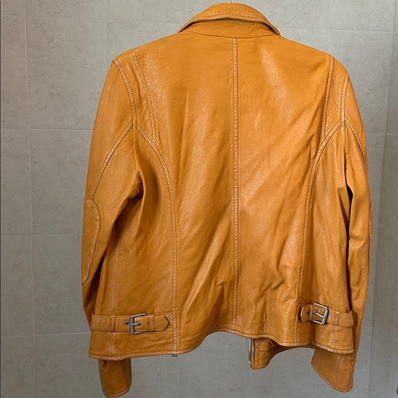 Free People Vibrant Orange Leather Jacket - Picture 9 of 11